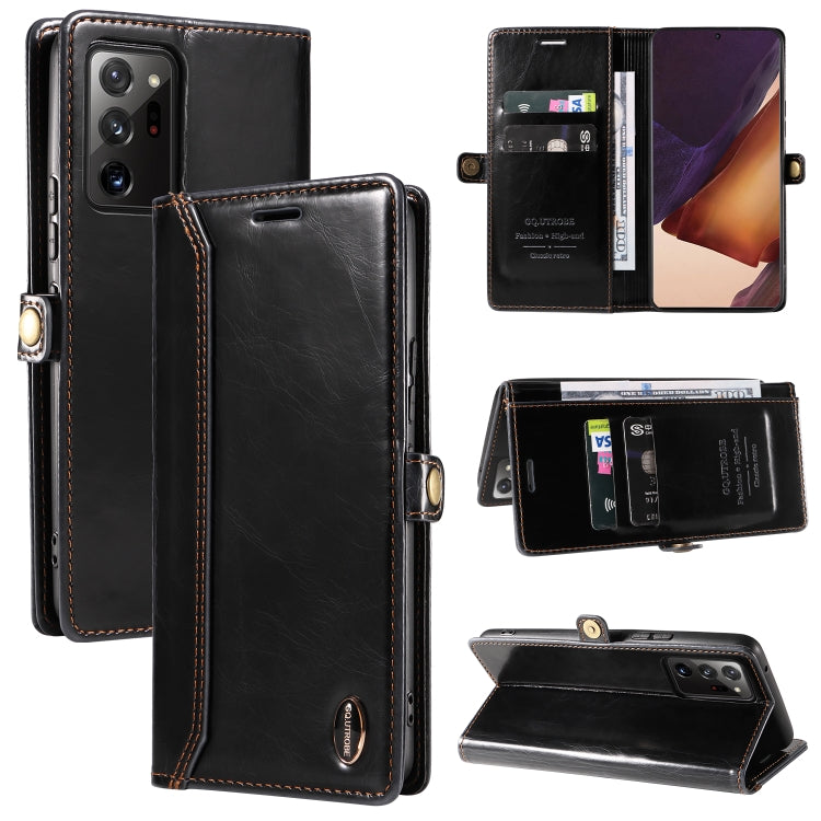 For Samsung Galaxy Note20 Ultra GQUTROBE RFID Blocking Oil Wax Leather Phone Case