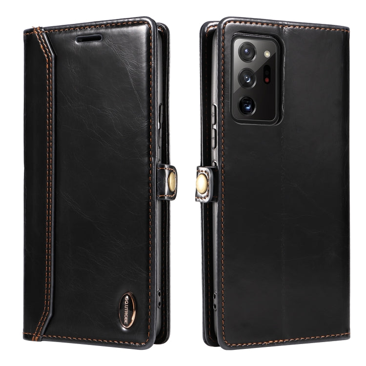 For Samsung Galaxy Note20 Ultra GQUTROBE RFID Blocking Oil Wax Leather Phone Case