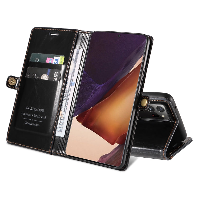 For Samsung Galaxy Note20 Ultra GQUTROBE RFID Blocking Oil Wax Leather Phone Case