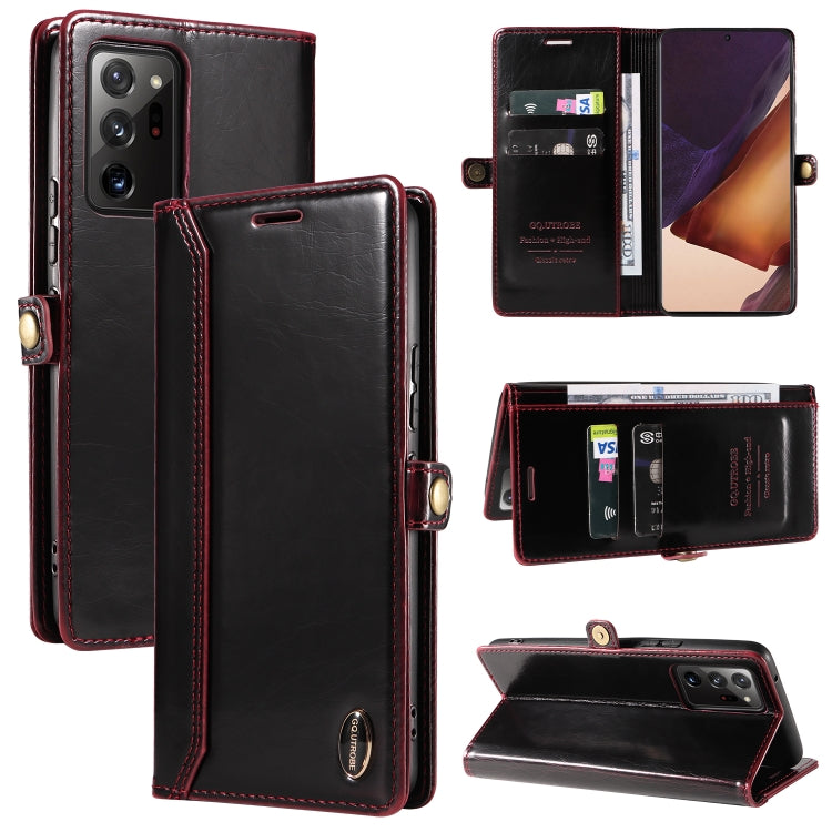 For Samsung Galaxy Note20 Ultra GQUTROBE RFID Blocking Oil Wax Leather Phone Case