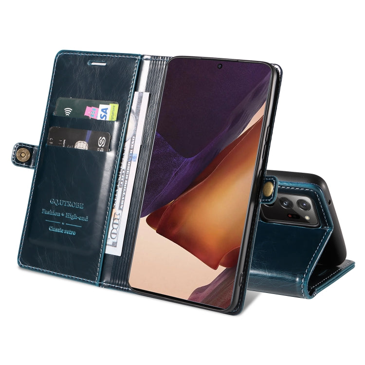 For Samsung Galaxy Note20 Ultra GQUTROBE RFID Blocking Oil Wax Leather Phone Case