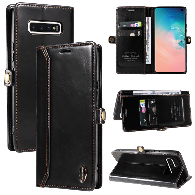 For Samsung Galaxy S10 GQUTROBE RFID Blocking Oil Wax Leather Phone Case