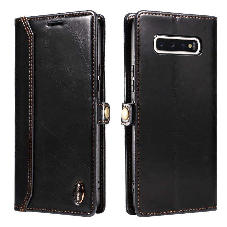 For Samsung Galaxy S10 GQUTROBE RFID Blocking Oil Wax Leather Phone Case