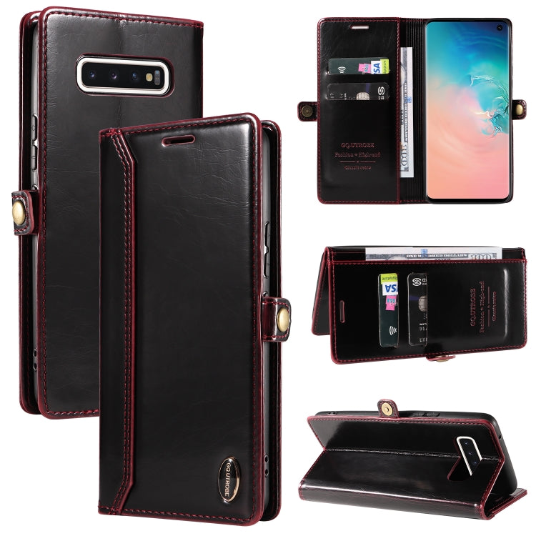 For Samsung Galaxy S10 GQUTROBE RFID Blocking Oil Wax Leather Phone Case