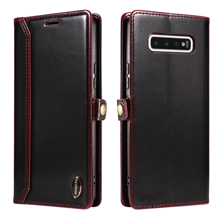 For Samsung Galaxy S10 GQUTROBE RFID Blocking Oil Wax Leather Phone Case