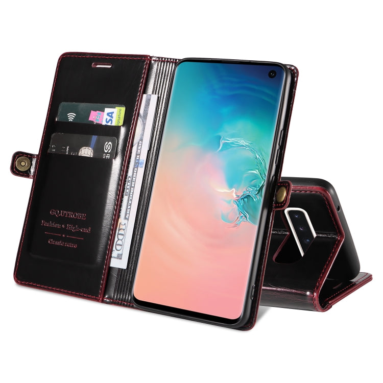 For Samsung Galaxy S10 GQUTROBE RFID Blocking Oil Wax Leather Phone Case