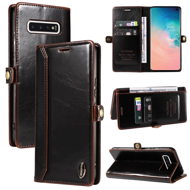 For Samsung Galaxy S10 GQUTROBE RFID Blocking Oil Wax Leather Phone Case