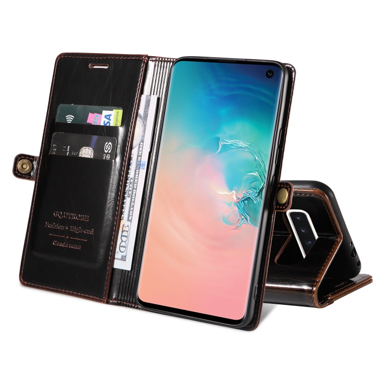 For Samsung Galaxy S10 GQUTROBE RFID Blocking Oil Wax Leather Phone Case
