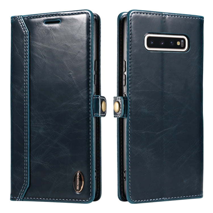 For Samsung Galaxy S10+ GQUTROBE RFID Blocking Oil Wax Leather Phone Case