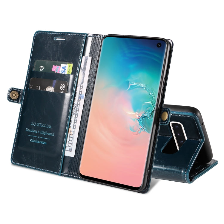 For Samsung Galaxy S10+ GQUTROBE RFID Blocking Oil Wax Leather Phone Case