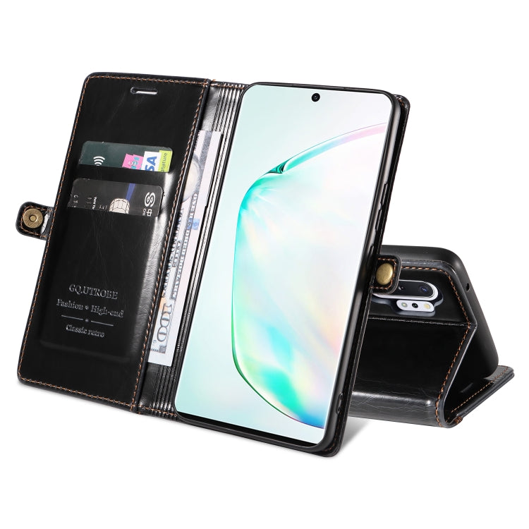 For Samsung Galaxy Note10 GQUTROBE RFID Blocking Oil Wax Leather Phone Case