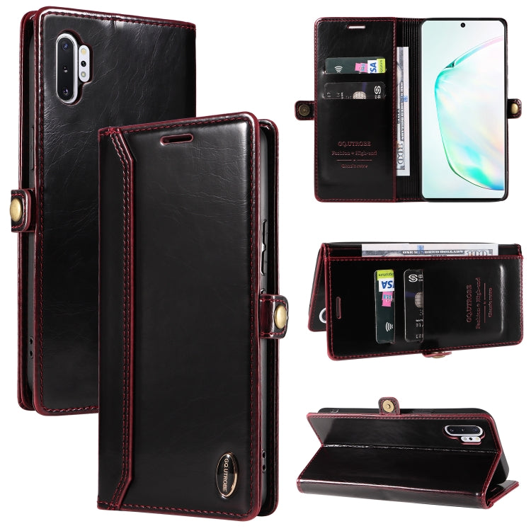 For Samsung Galaxy Note10 GQUTROBE RFID Blocking Oil Wax Leather Phone Case