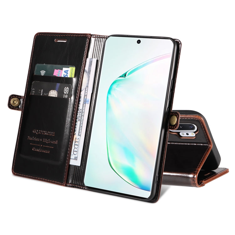 For Samsung Galaxy Note10+ GQUTROBE RFID Blocking Oil Wax Leather Phone Case