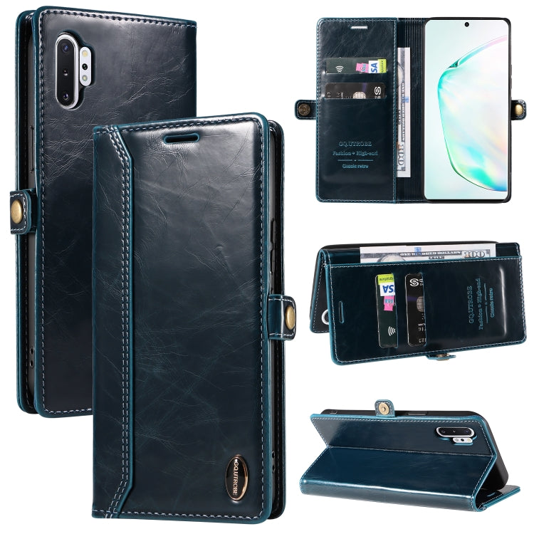 For Samsung Galaxy Note10+ GQUTROBE RFID Blocking Oil Wax Leather Phone Case