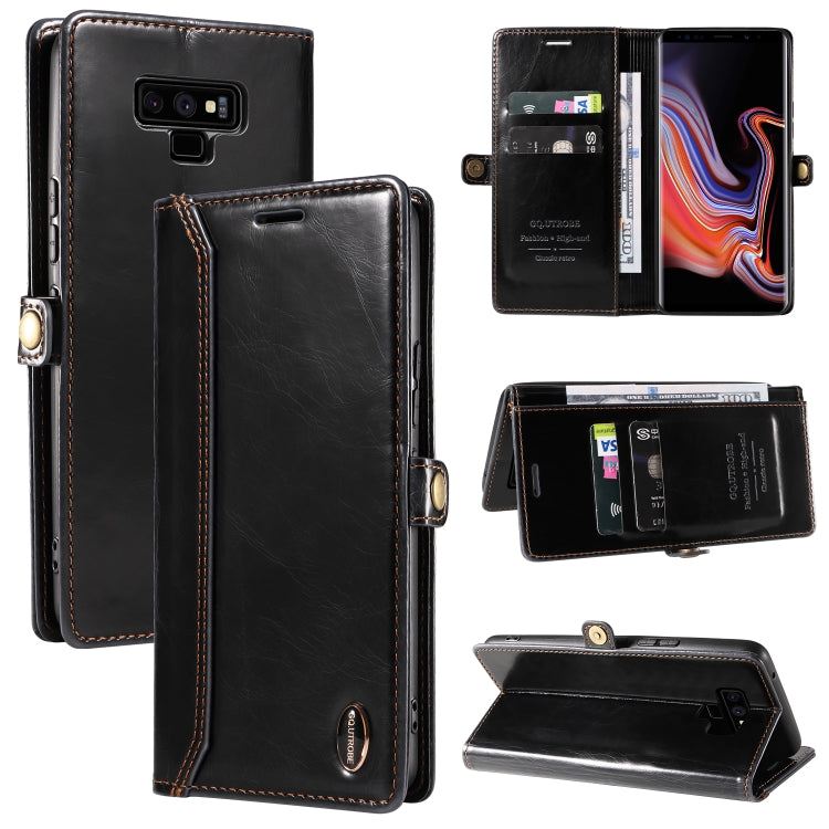 For Samsung Galaxy Note9 GQUTROBE RFID Blocking Oil Wax Leather Phone Case