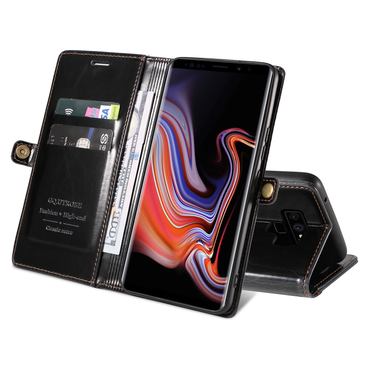 For Samsung Galaxy Note9 GQUTROBE RFID Blocking Oil Wax Leather Phone Case