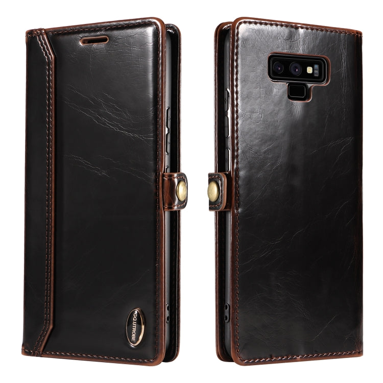 For Samsung Galaxy Note9 GQUTROBE RFID Blocking Oil Wax Leather Phone Case