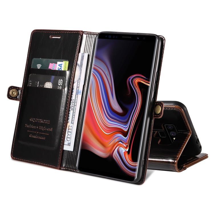 For Samsung Galaxy Note9 GQUTROBE RFID Blocking Oil Wax Leather Phone Case