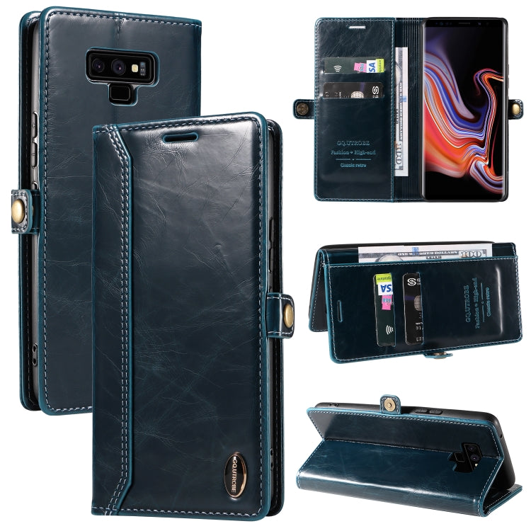 For Samsung Galaxy Note9 GQUTROBE RFID Blocking Oil Wax Leather Phone Case