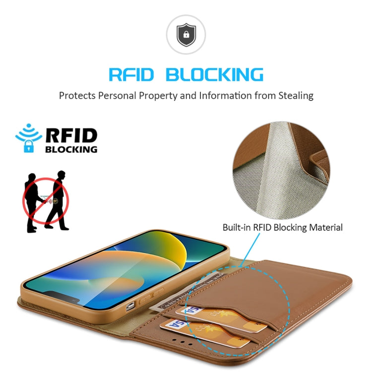 For iPhone 14/13 DUX DUCIS Hivo Series Cowhide + PU + TPU Leather Case