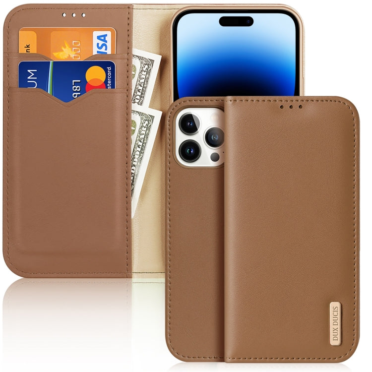 For iPhone 14 Pro Max DUX DUCIS Hivo Series Cowhide + PU + TPU Leather Case