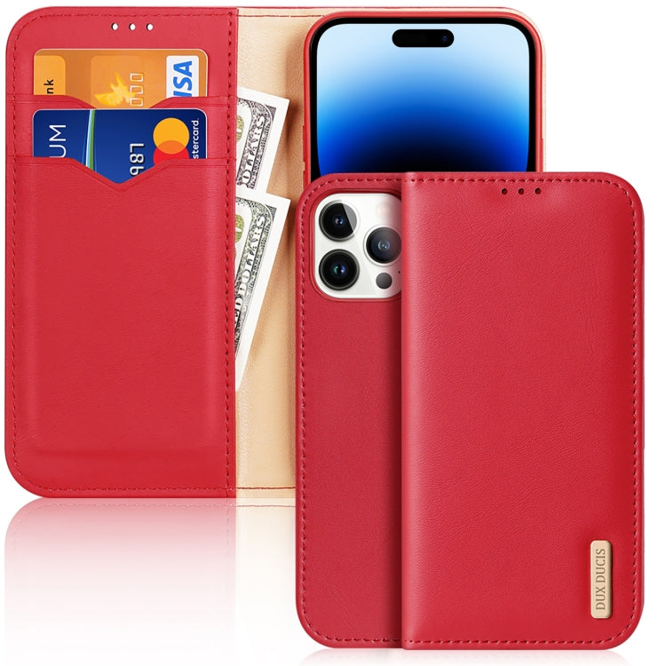 For iPhone 14 Pro Max DUX DUCIS Hivo Series Cowhide + PU + TPU Leather Case
