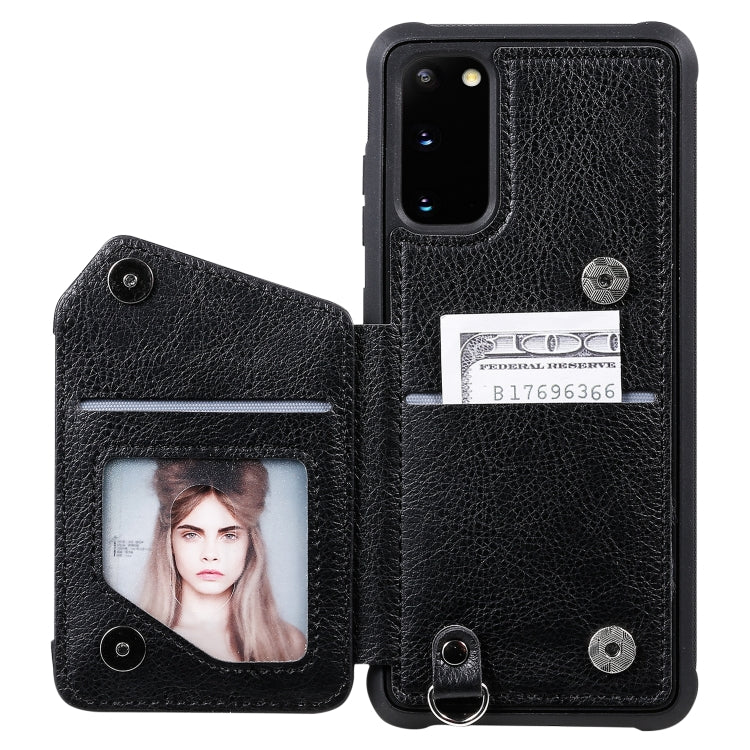 For Galaxy S20 Zipper Double Buckle Shockproof Protective Case with Stand & Photo Holder & Wallet Function