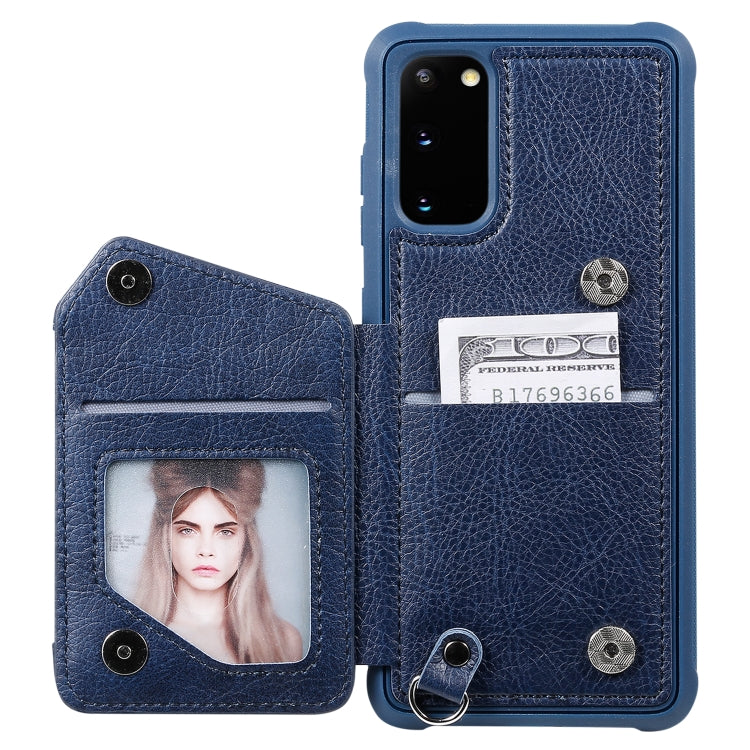 For Galaxy S20 Zipper Double Buckle Shockproof Protective Case with Stand & Photo Holder & Wallet Function