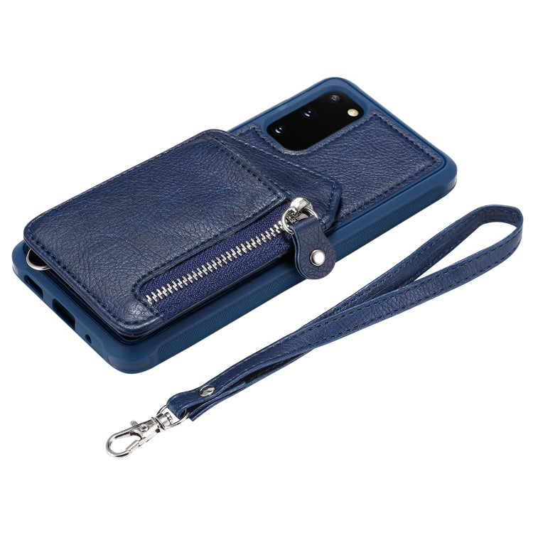 For Galaxy S20 Zipper Double Buckle Shockproof Protective Case with Stand & Photo Holder & Wallet Function