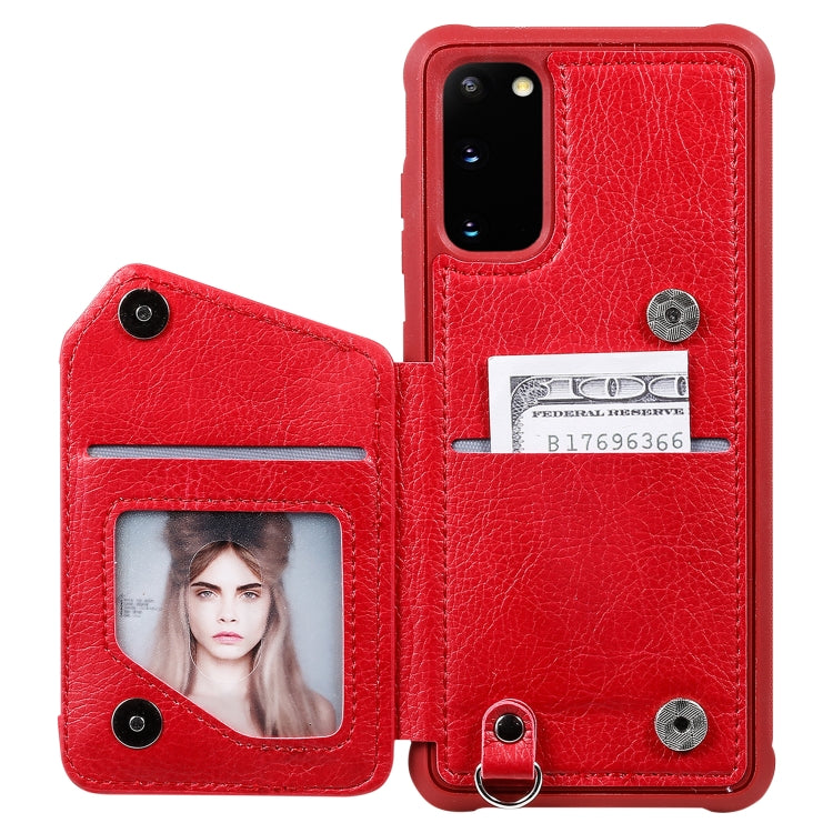 For Galaxy S20 Zipper Double Buckle Shockproof Protective Case with Stand & Photo Holder & Wallet Function
