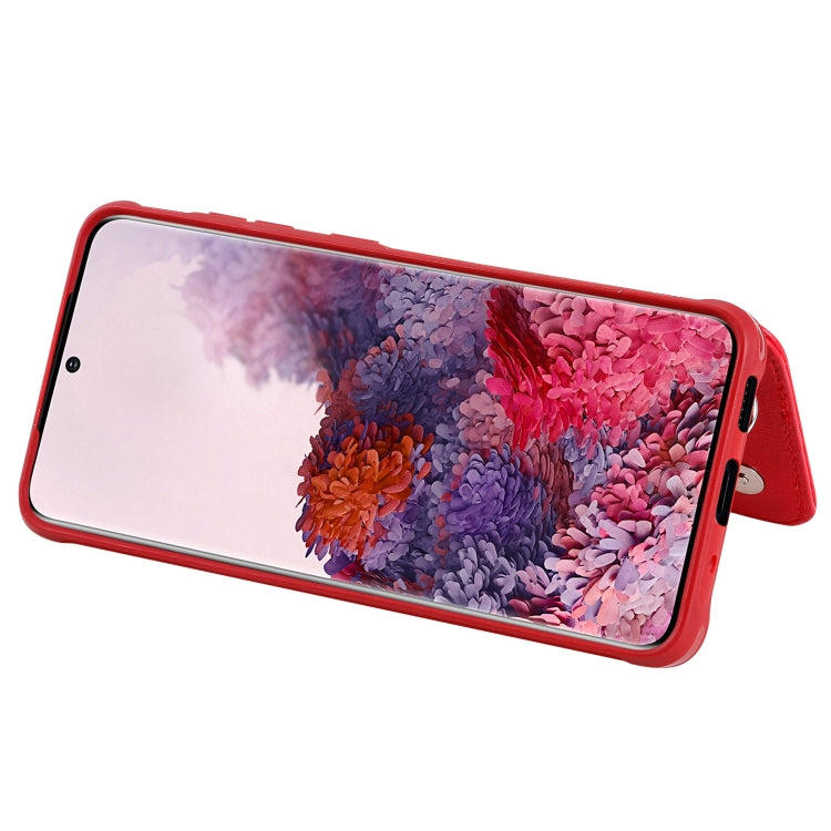 For Galaxy S20 Zipper Double Buckle Shockproof Protective Case with Stand & Photo Holder & Wallet Function