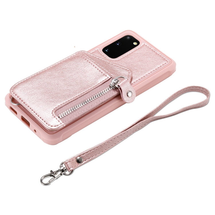 For Galaxy S20 Zipper Double Buckle Shockproof Protective Case with Stand & Photo Holder & Wallet Function