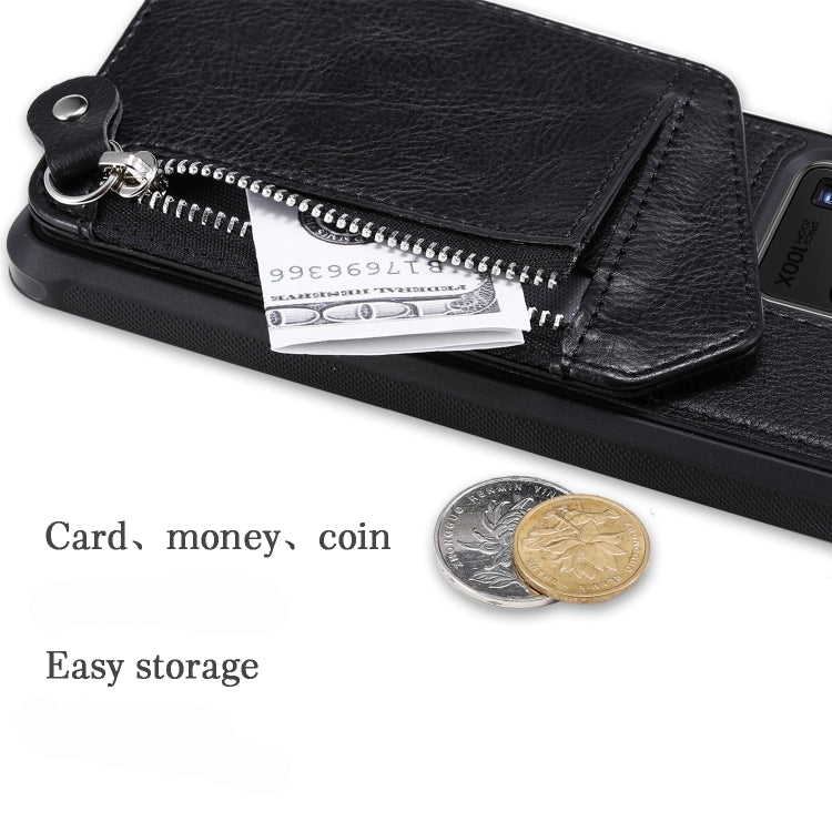 For Galaxy S20 Ultra Zipper Double Buckle Shockproof Protective Case with Stand & Photo Holder & Wallet Function