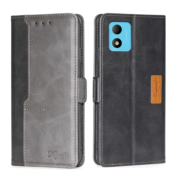For TCL 305i Contrast Color Side Buckle Leather Phone Case