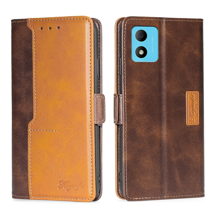 For TCL 305i Contrast Color Side Buckle Leather Phone Case