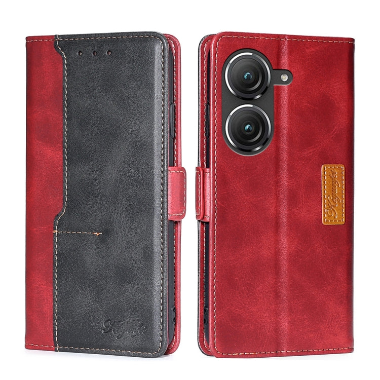 For Asus Zenfone 9 Contrast Color Side Buckle Leather Phone Case