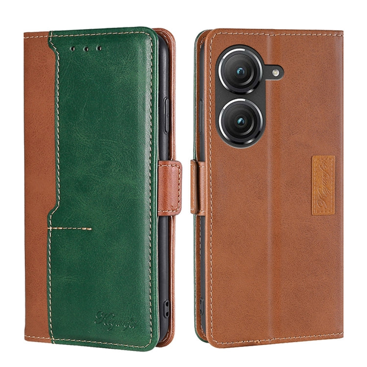 For Asus Zenfone 9 Contrast Color Side Buckle Leather Phone Case