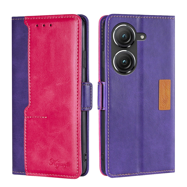 For Asus Zenfone 9 Contrast Color Side Buckle Leather Phone Case