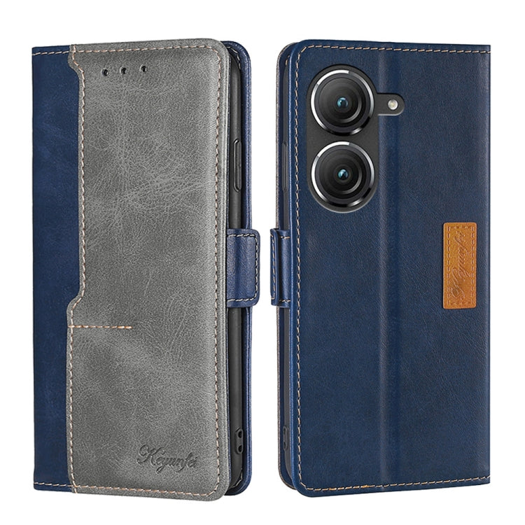 For Asus Zenfone 9 Contrast Color Side Buckle Leather Phone Case