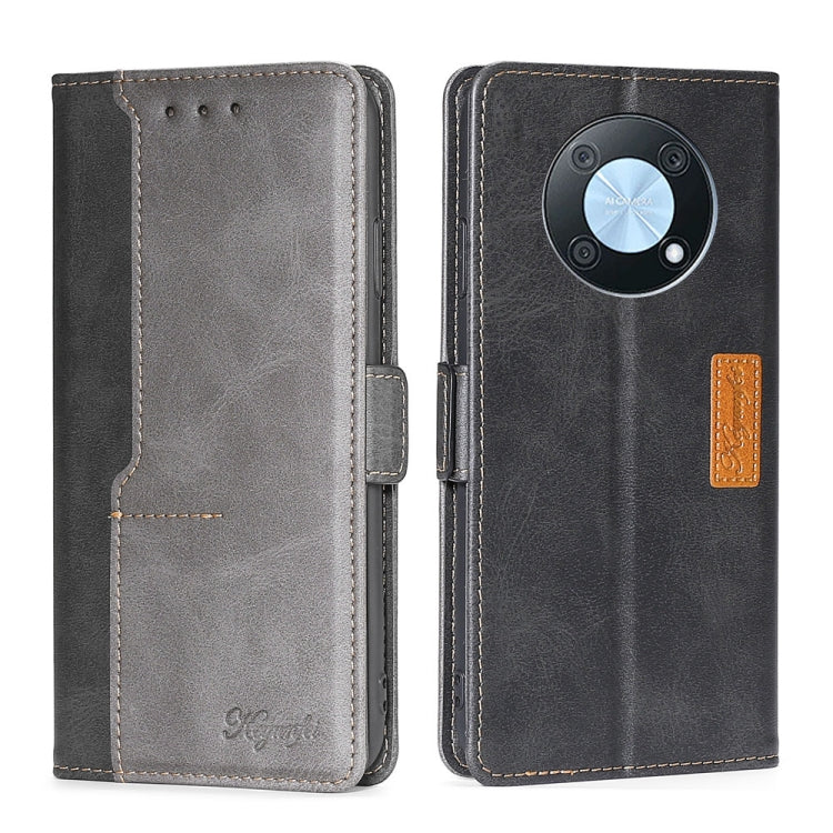 For Huawei nova Y90 4G Contrast Color Side Buckle Leather Phone Case