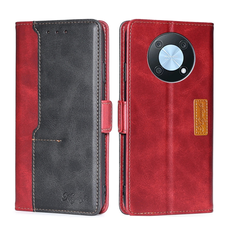 For Huawei nova Y90 4G Contrast Color Side Buckle Leather Phone Case