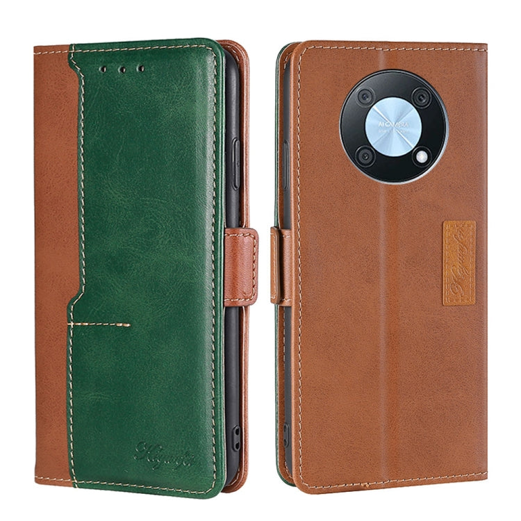 For Huawei nova Y90 4G Contrast Color Side Buckle Leather Phone Case