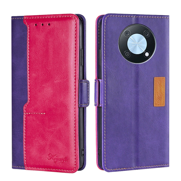 For Huawei nova Y90 4G Contrast Color Side Buckle Leather Phone Case