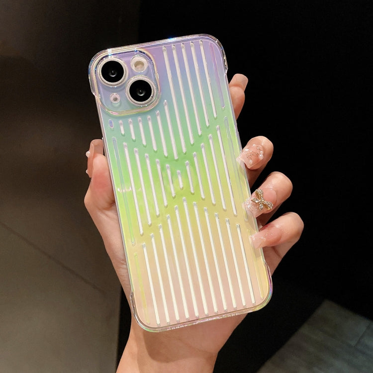 For iPhone 13 Color Plating Hollow Acrylic Phone Case(Rainbow)