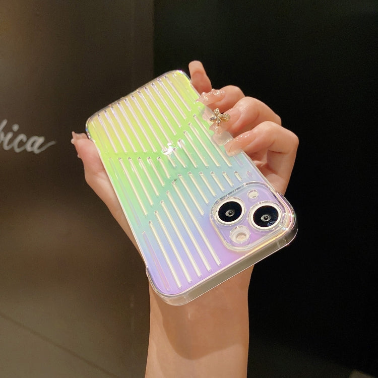 For iPhone 13 Color Plating Hollow Acrylic Phone Case(Rainbow)