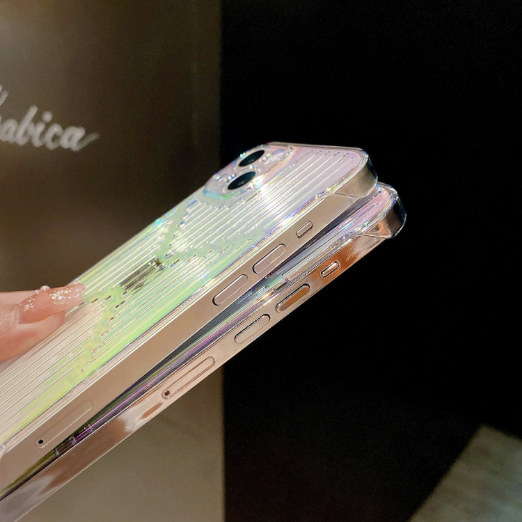 For iPhone 13 Color Plating Hollow Acrylic Phone Case(Rainbow)