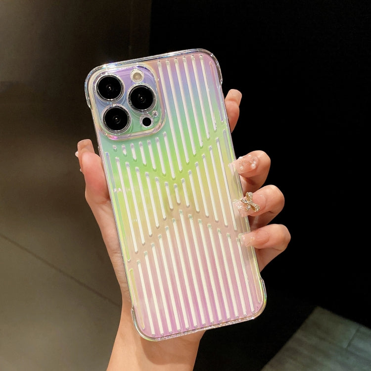 For iPhone 13 Pro Max Color Plating Hollow Acrylic Phone Case (Rainbow)