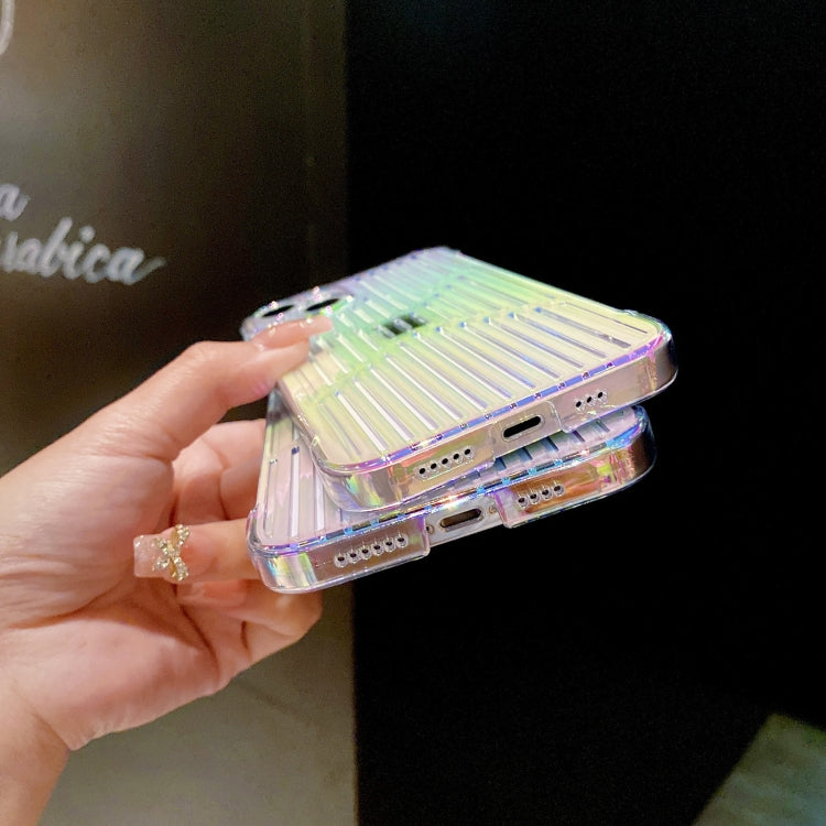 For iPhone 13 Pro Max Color Plating Hollow Acrylic Phone Case (Rainbow)