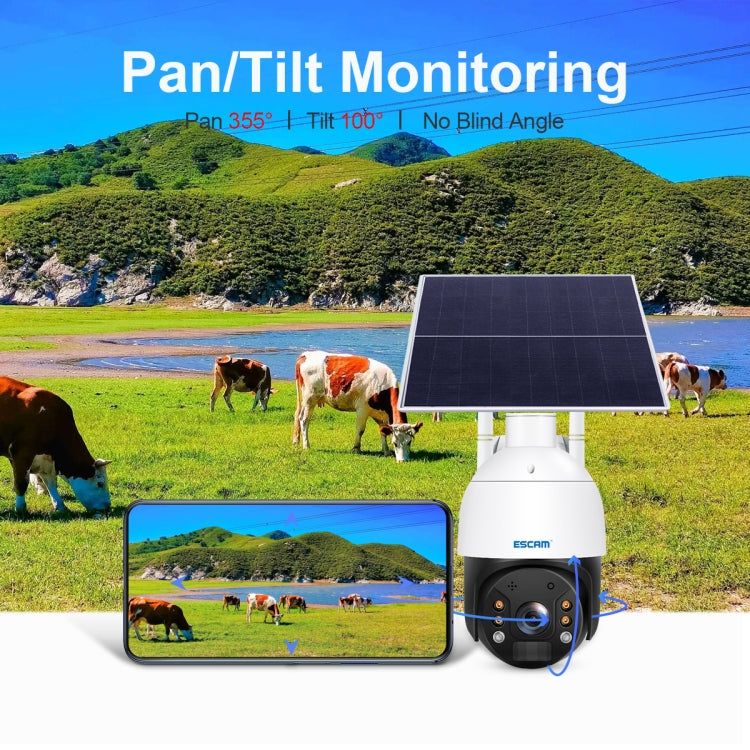 ESCAM QF724 3MP 24h Recording Cloud Storage PT 4G PIR Alarm IP Camera with Solar Panel, European Signal Bands