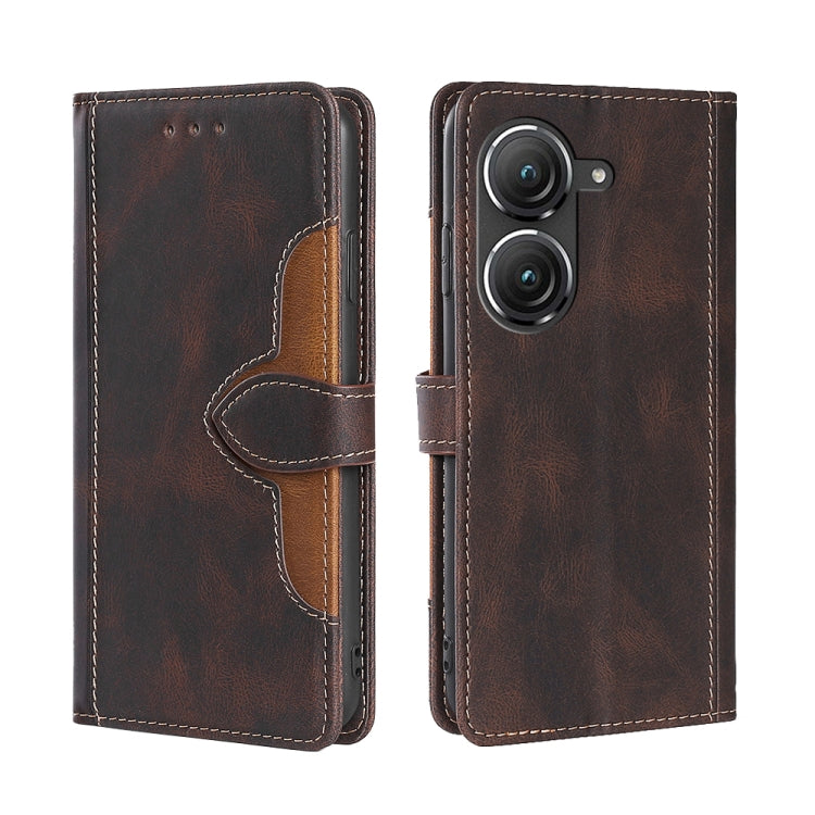 For Asus Zenfone 9 Skin Feel Magnetic Buckle Leather Phone Case